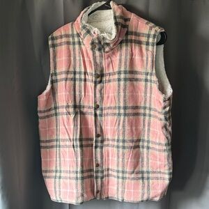 Pink Plaid Sleeveless Vest